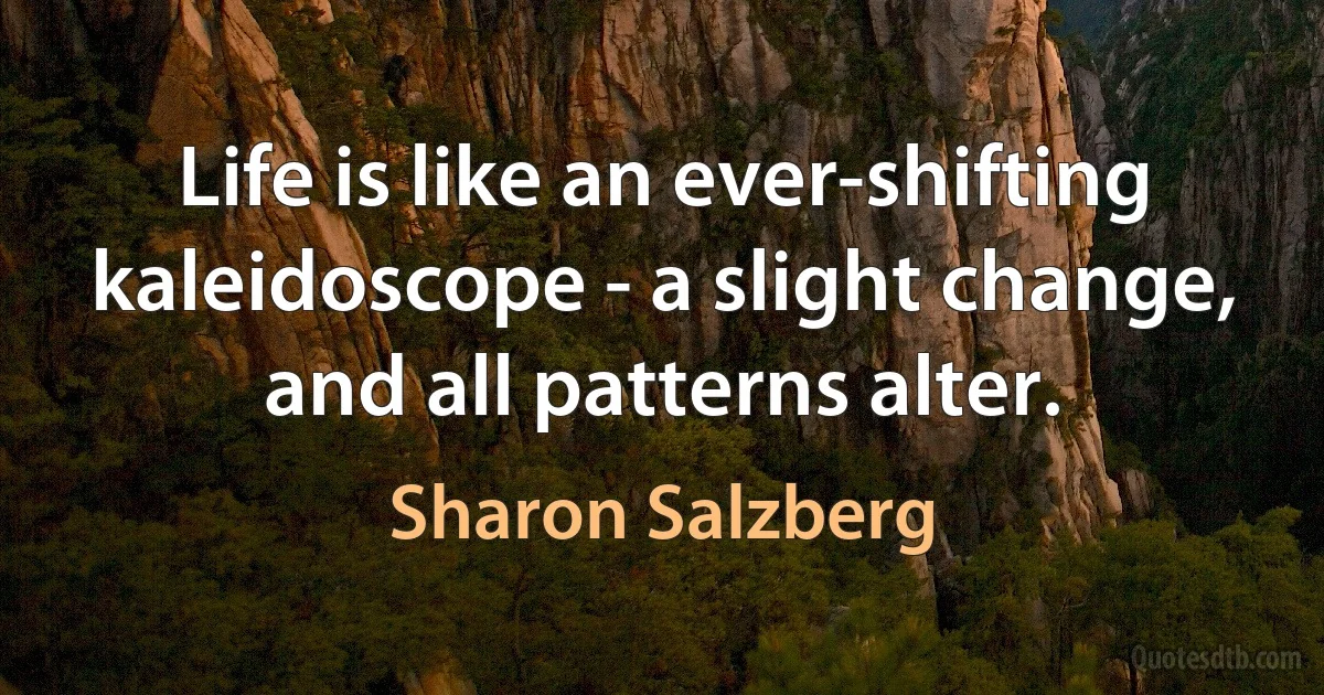 Life is like an ever-shifting kaleidoscope - a slight change, and all patterns alter. (Sharon Salzberg)