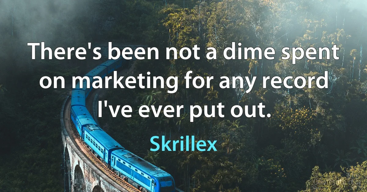 There's been not a dime spent on marketing for any record I've ever put out. (Skrillex)