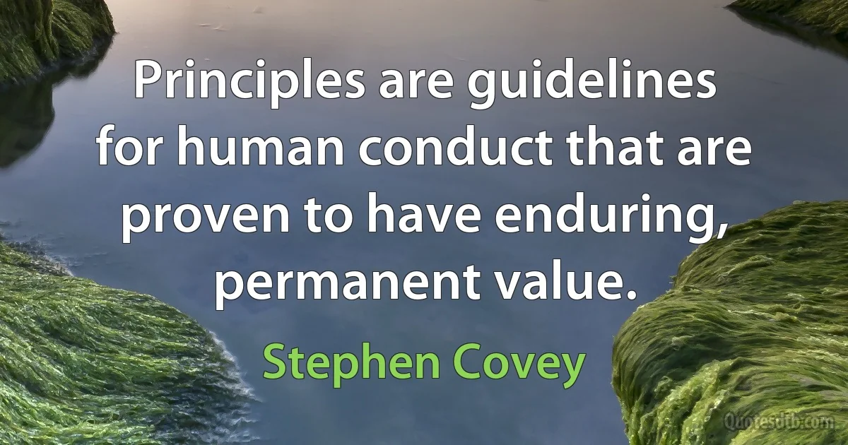 Principles are guidelines for human conduct that are proven to have enduring, permanent value. (Stephen Covey)