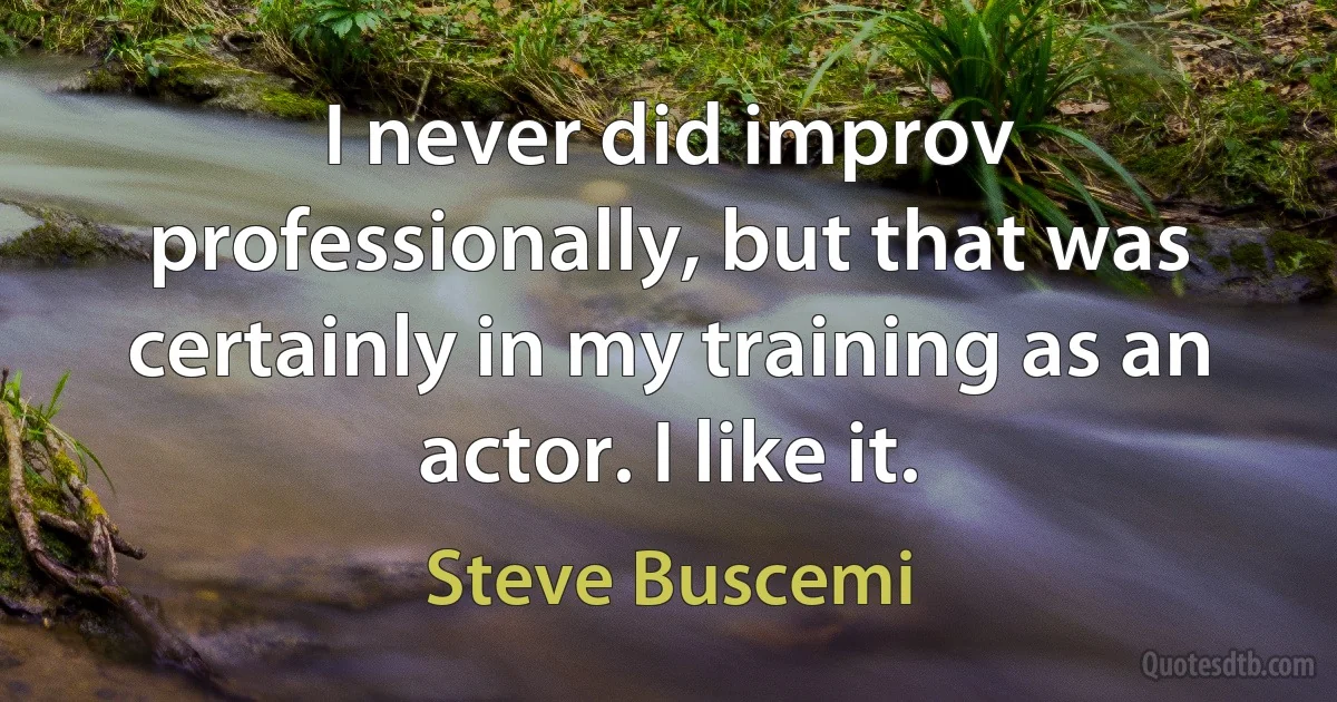 I never did improv professionally, but that was certainly in my training as an actor. I like it. (Steve Buscemi)