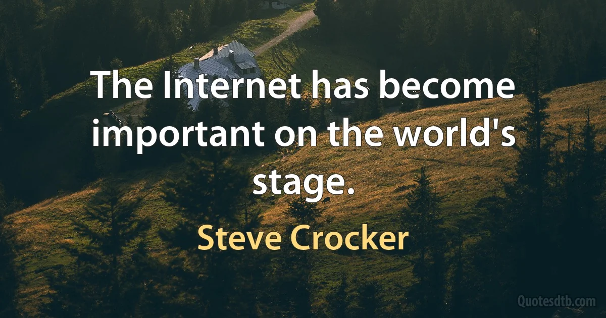 The Internet has become important on the world's stage. (Steve Crocker)