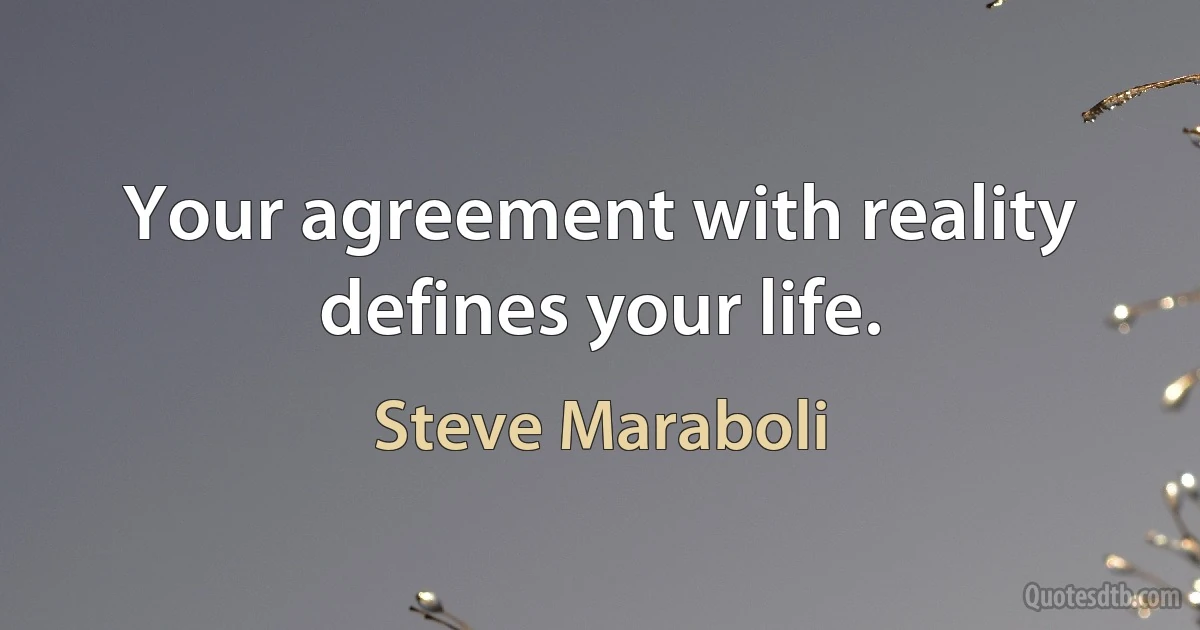 Your agreement with reality defines your life. (Steve Maraboli)