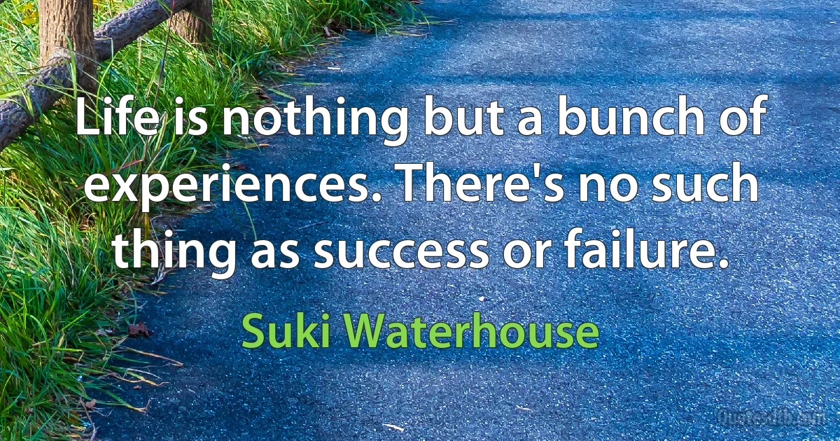 Life is nothing but a bunch of experiences. There's no such thing as success or failure. (Suki Waterhouse)