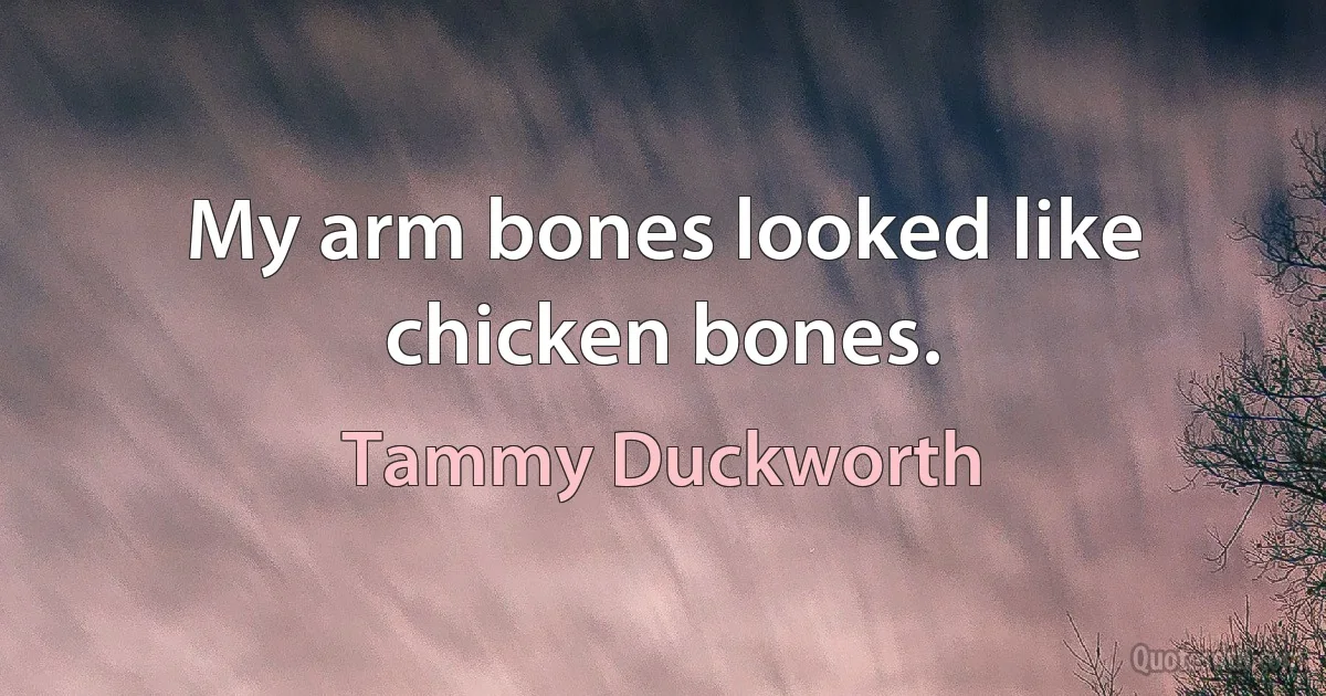 My arm bones looked like chicken bones. (Tammy Duckworth)