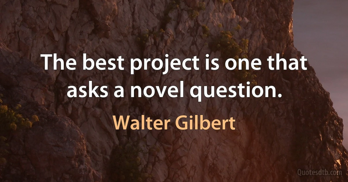 The best project is one that asks a novel question. (Walter Gilbert)