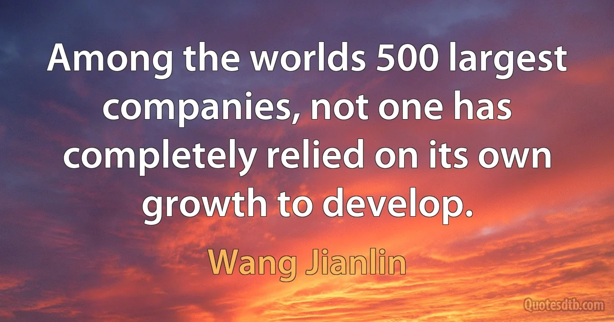 Among the worlds 500 largest companies, not one has completely relied on its own growth to develop. (Wang Jianlin)