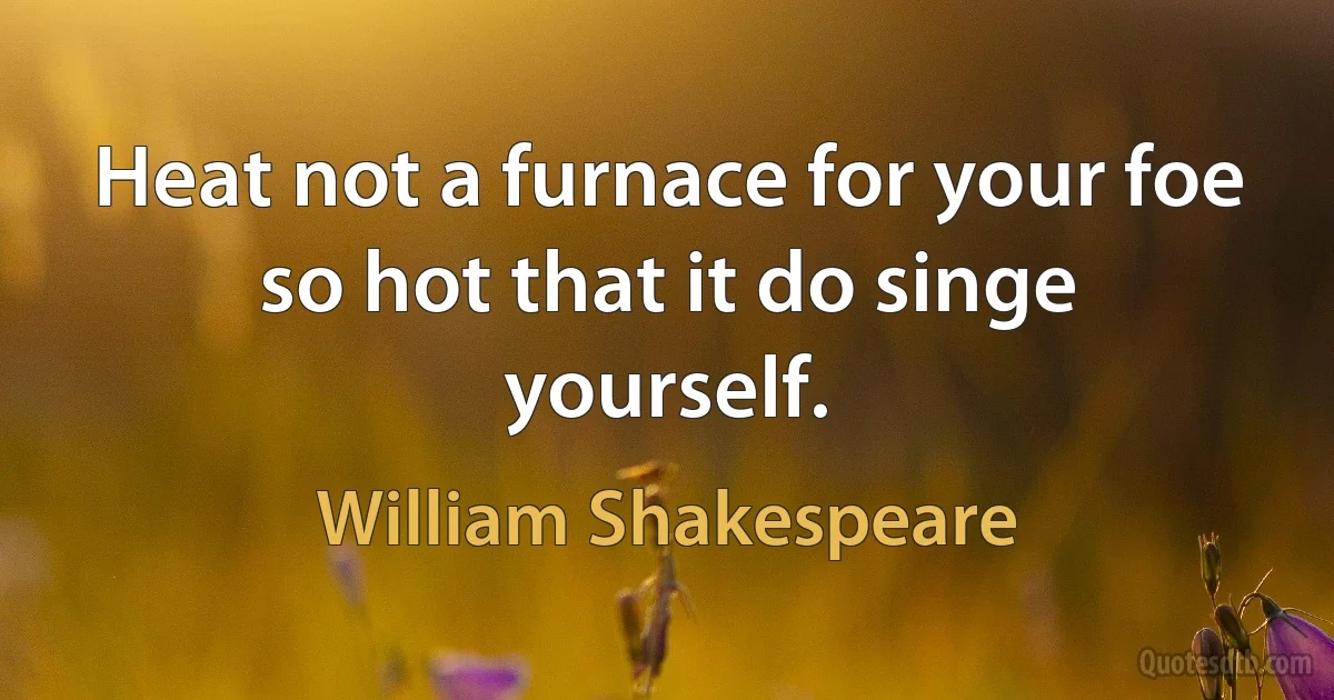 Heat not a furnace for your foe so hot that it do singe yourself. (William Shakespeare)