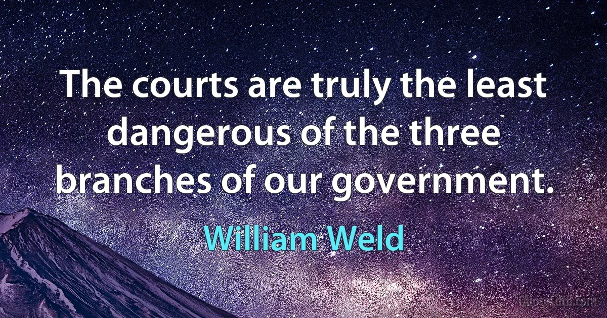 The courts are truly the least dangerous of the three branches of our government. (William Weld)