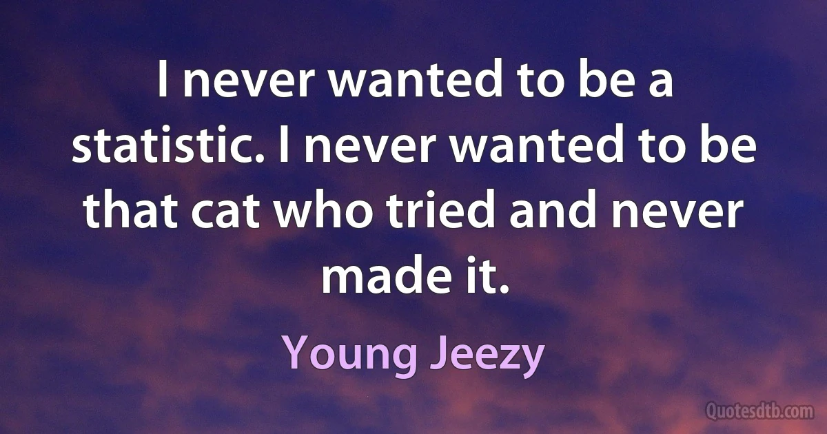 I never wanted to be a statistic. I never wanted to be that cat who tried and never made it. (Young Jeezy)