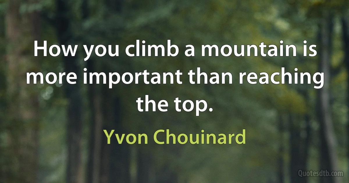 How you climb a mountain is more important than reaching the top. (Yvon Chouinard)