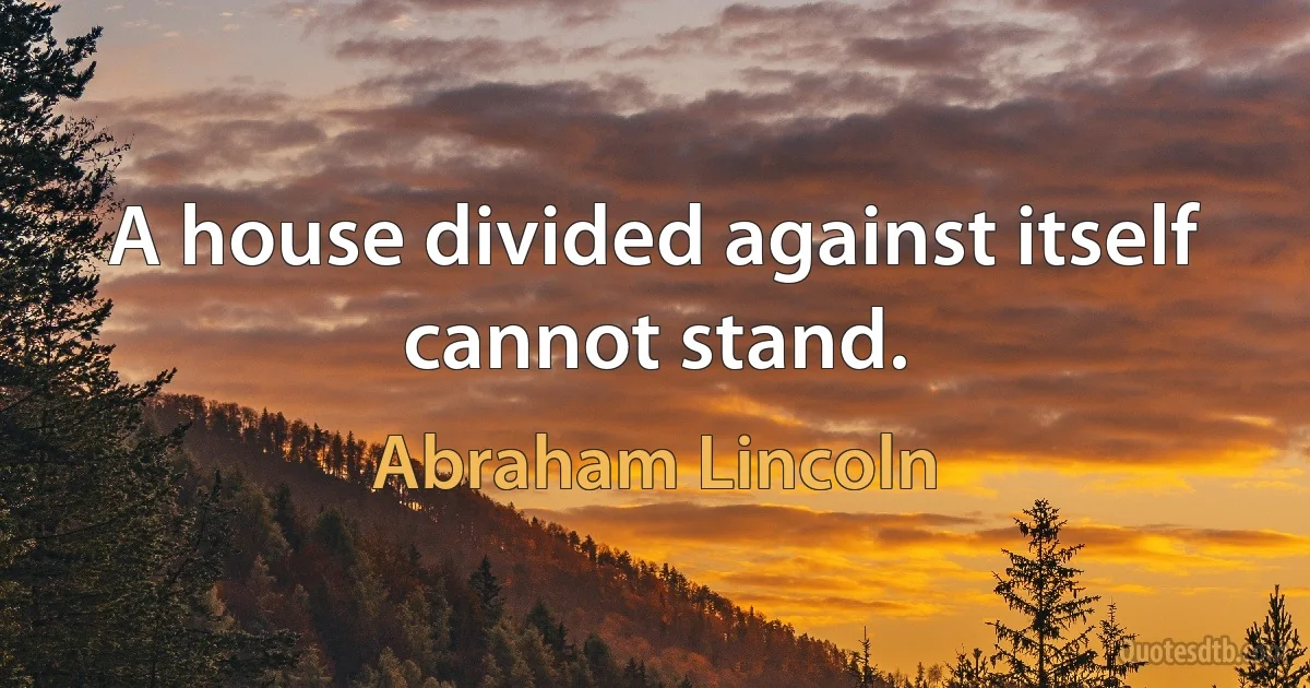 A house divided against itself cannot stand. (Abraham Lincoln)