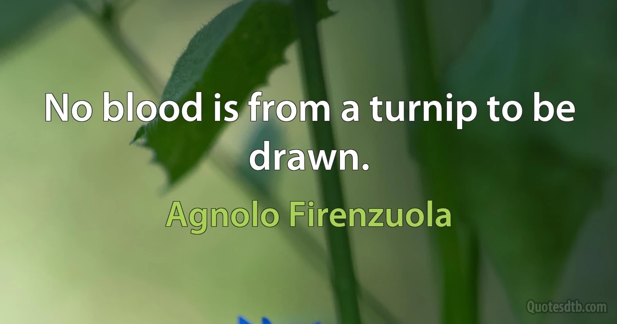 No blood is from a turnip to be drawn. (Agnolo Firenzuola)