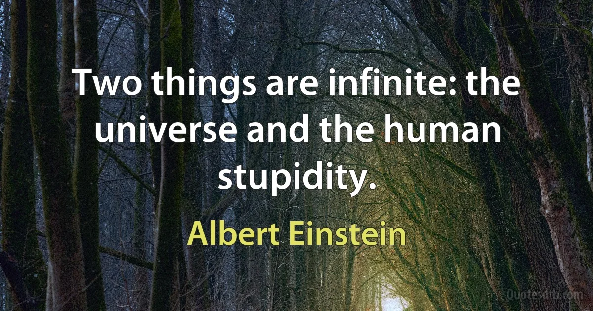 Two things are infinite: the universe and the human stupidity. (Albert Einstein)