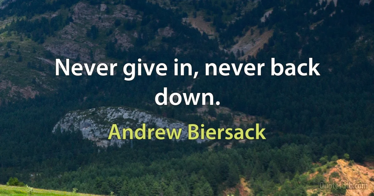 Never give in, never back down. (Andrew Biersack)