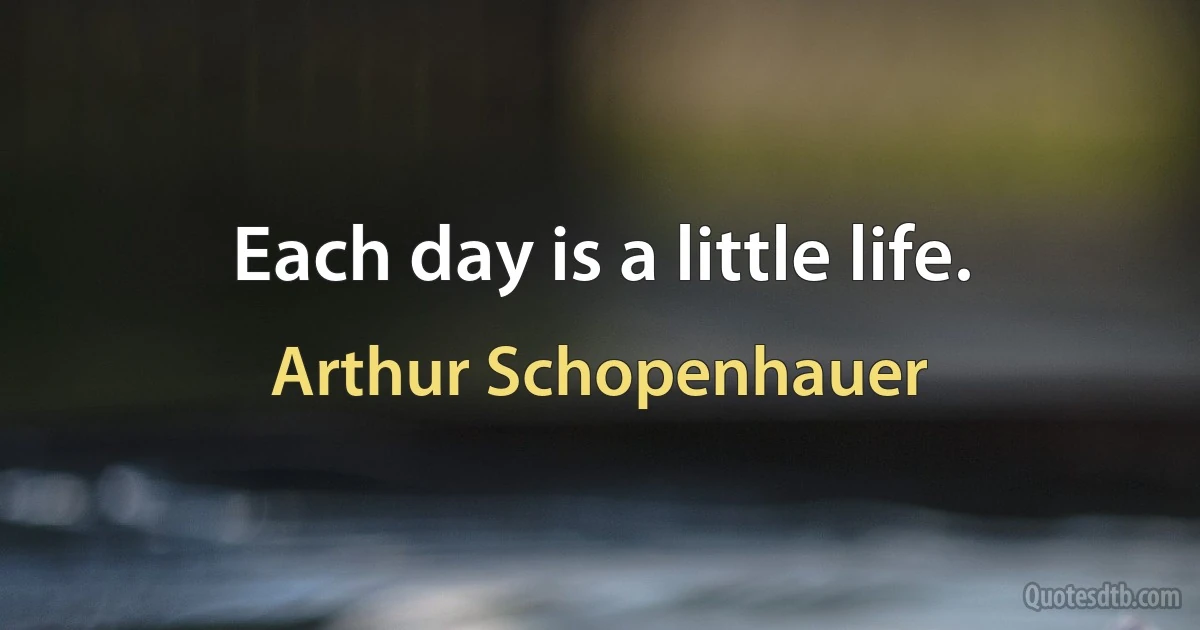 Each day is a little life. (Arthur Schopenhauer)