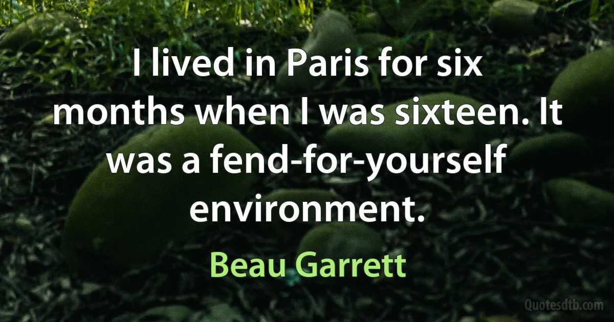 I lived in Paris for six months when I was sixteen. It was a fend-for-yourself environment. (Beau Garrett)