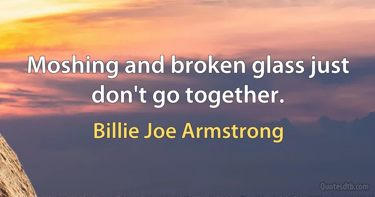 Moshing and broken glass just don't go together. (Billie Joe Armstrong)