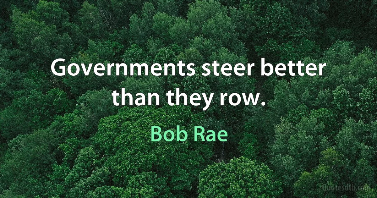 Governments steer better than they row. (Bob Rae)