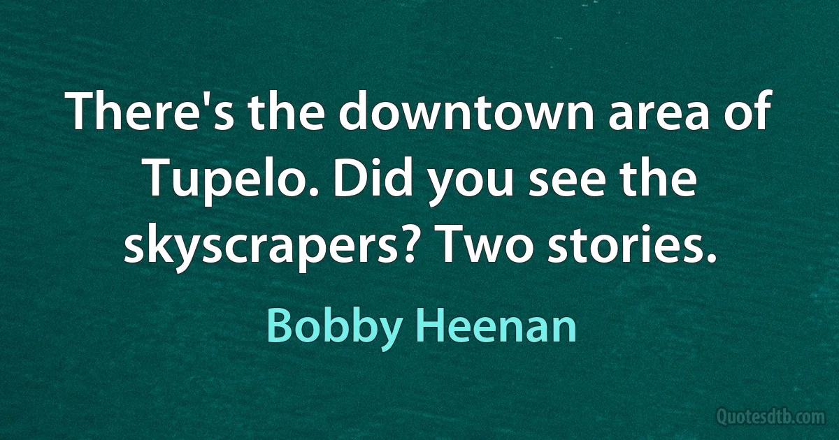 There's the downtown area of Tupelo. Did you see the skyscrapers? Two stories. (Bobby Heenan)