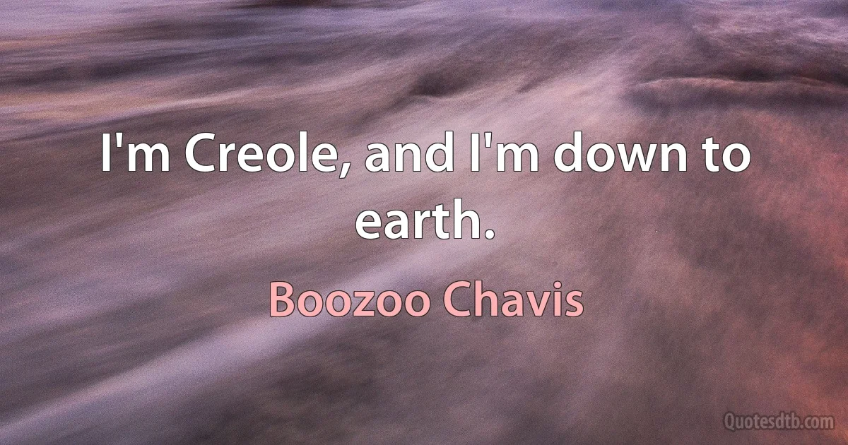 I'm Creole, and I'm down to earth. (Boozoo Chavis)