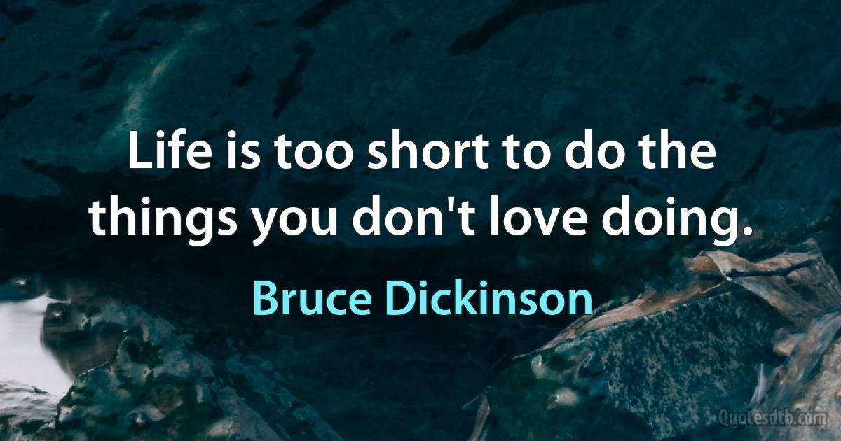 Life is too short to do the things you don't love doing. (Bruce Dickinson)