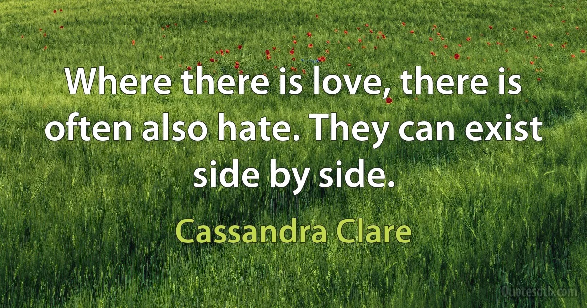 Where there is love, there is often also hate. They can exist side by side. (Cassandra Clare)