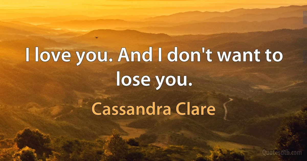 I love you. And I don't want to lose you. (Cassandra Clare)