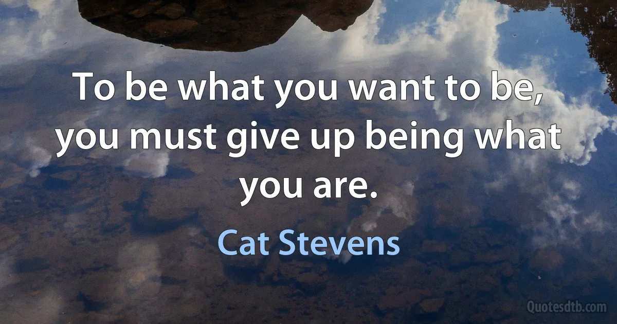 To be what you want to be, you must give up being what you are. (Cat Stevens)