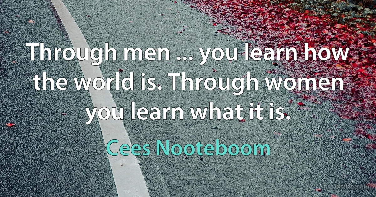 Through men ... you learn how the world is. Through women you learn what it is. (Cees Nooteboom)