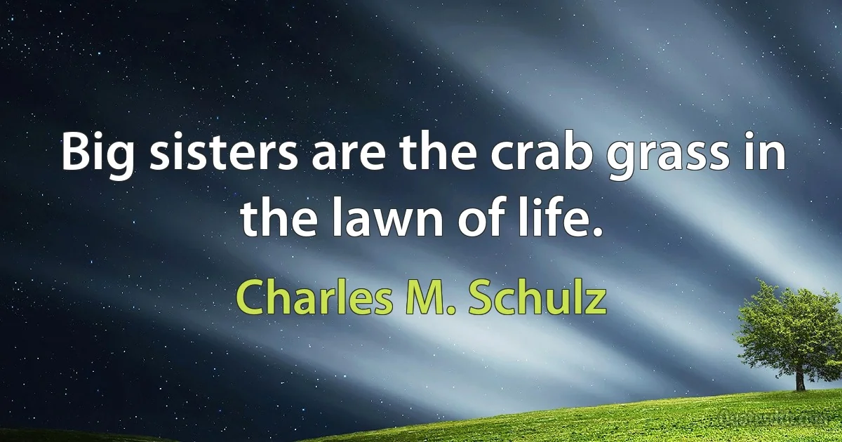 Big sisters are the crab grass in the lawn of life. (Charles M. Schulz)