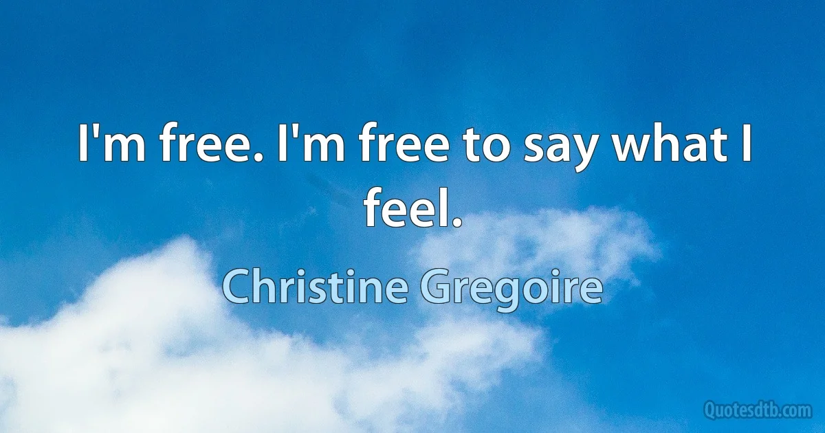 I'm free. I'm free to say what I feel. (Christine Gregoire)