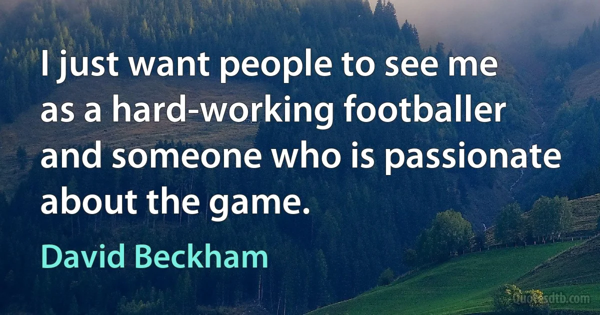 I just want people to see me as a hard-working footballer and someone who is passionate about the game. (David Beckham)