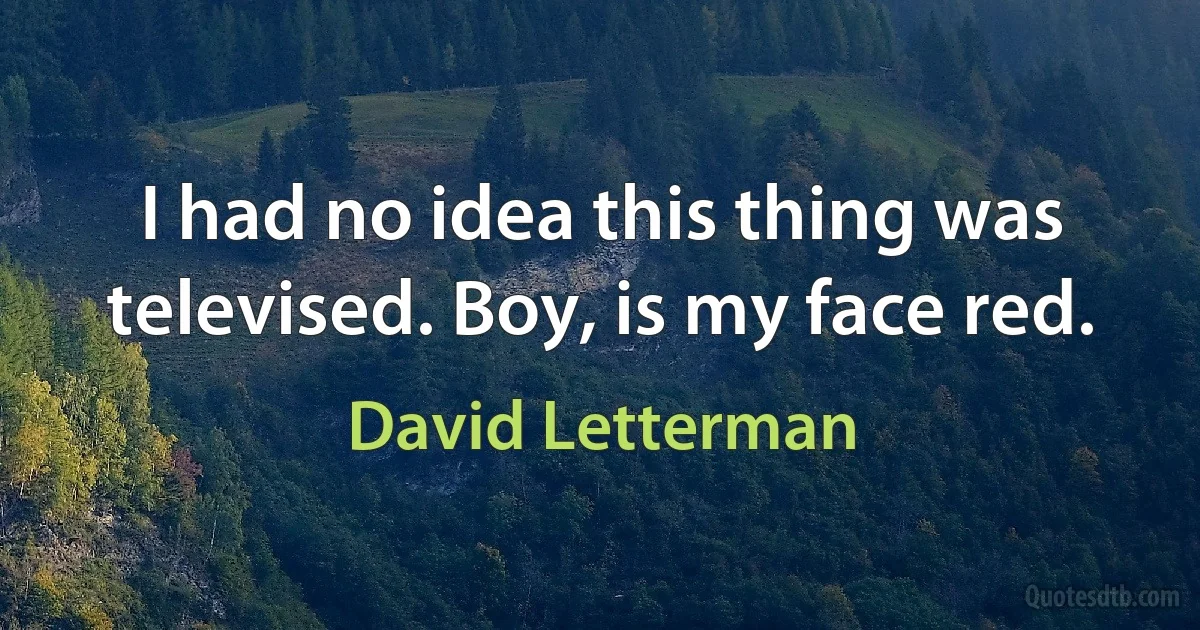 I had no idea this thing was televised. Boy, is my face red. (David Letterman)