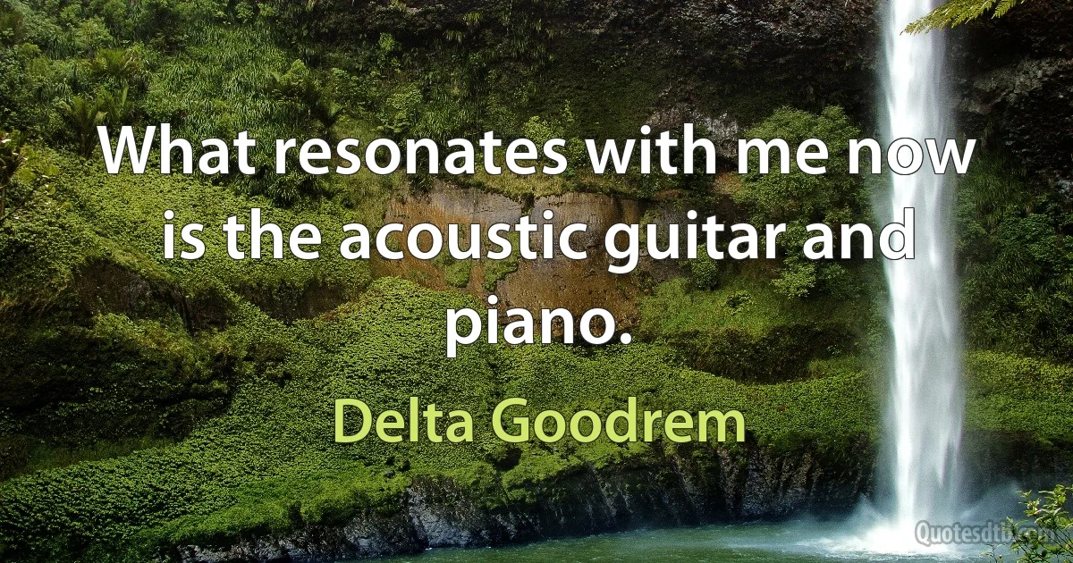 What resonates with me now is the acoustic guitar and piano. (Delta Goodrem)