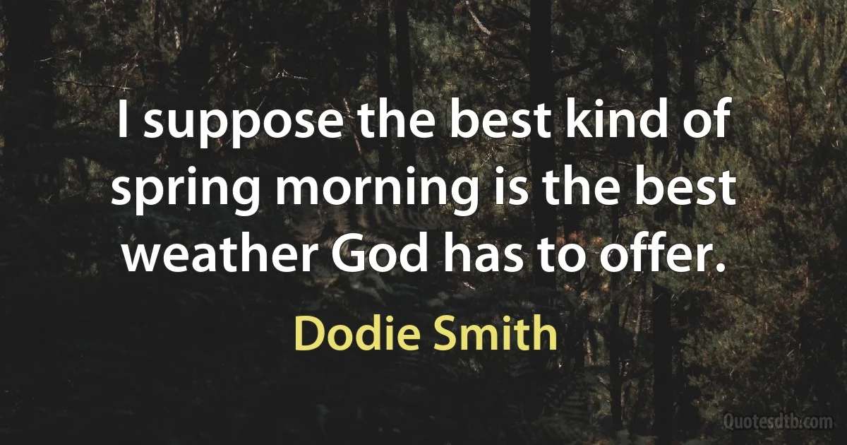 I suppose the best kind of spring morning is the best weather God has to offer. (Dodie Smith)