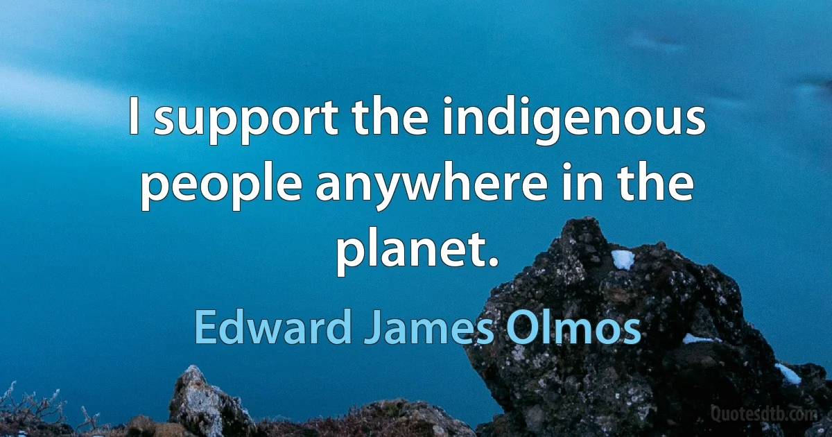 I support the indigenous people anywhere in the planet. (Edward James Olmos)