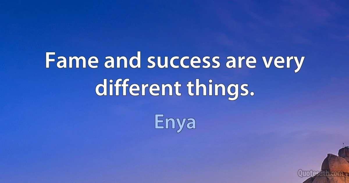 Fame and success are very different things. (Enya)