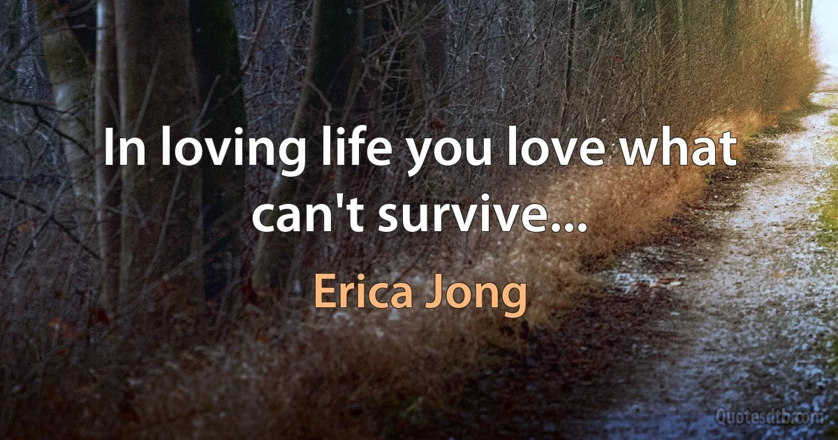 In loving life you love what can't survive... (Erica Jong)