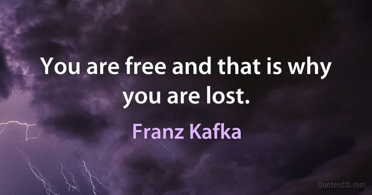 You are free and that is why you are lost. (Franz Kafka)