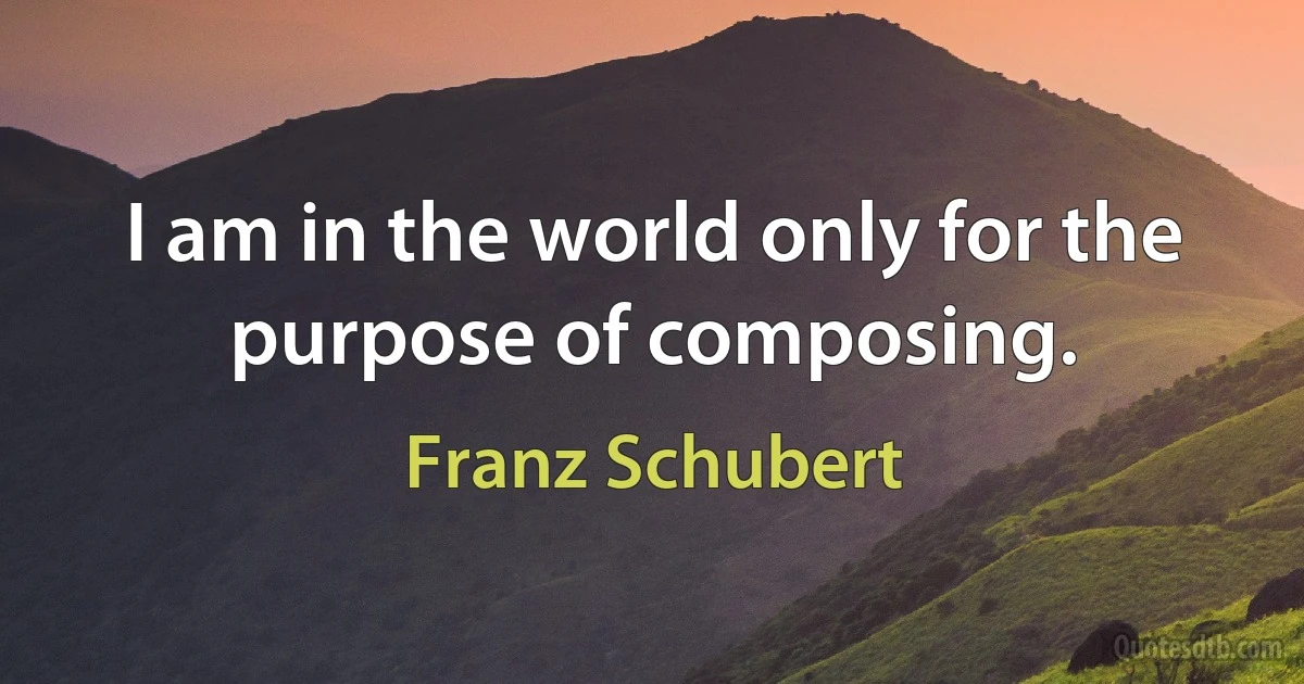 I am in the world only for the purpose of composing. (Franz Schubert)