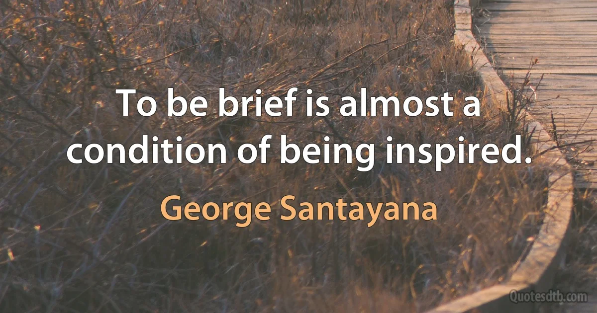 To be brief is almost a condition of being inspired. (George Santayana)