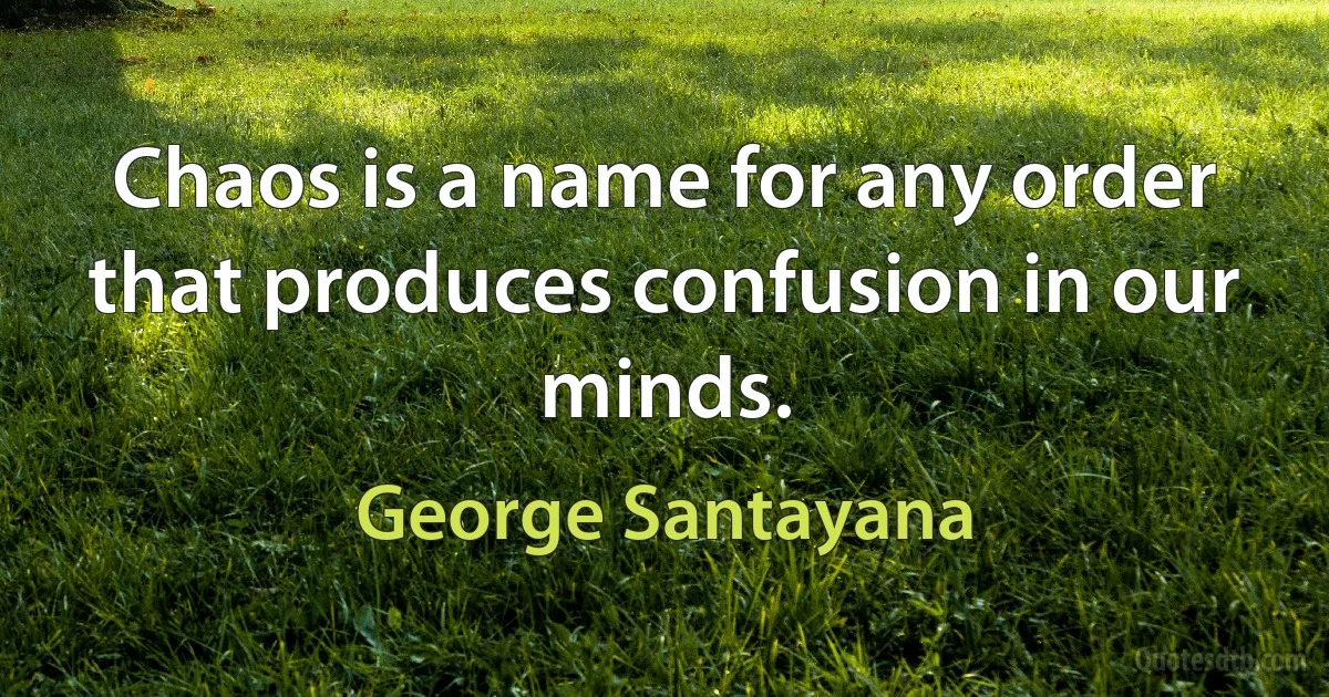 Chaos is a name for any order that produces confusion in our minds. (George Santayana)