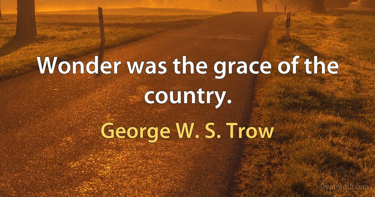 Wonder was the grace of the country. (George W. S. Trow)