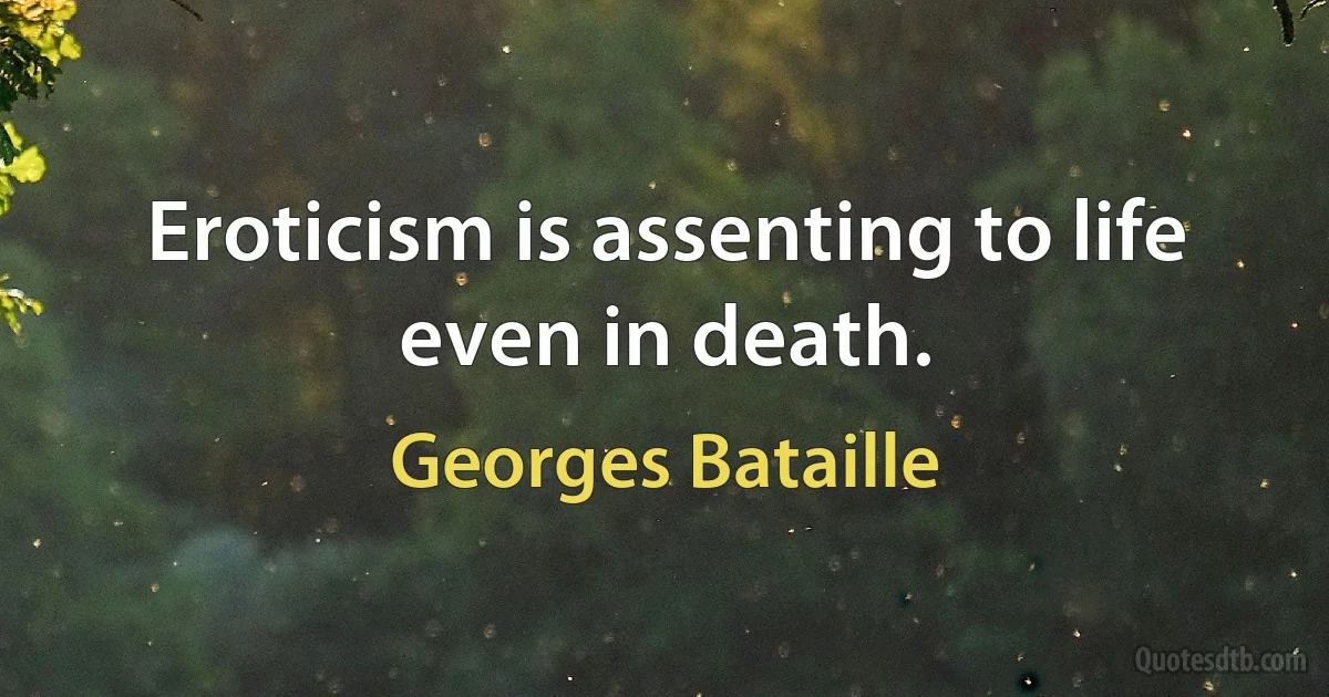 Eroticism is assenting to life even in death. (Georges Bataille)