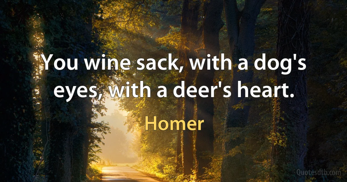 You wine sack, with a dog's eyes, with a deer's heart. (Homer)