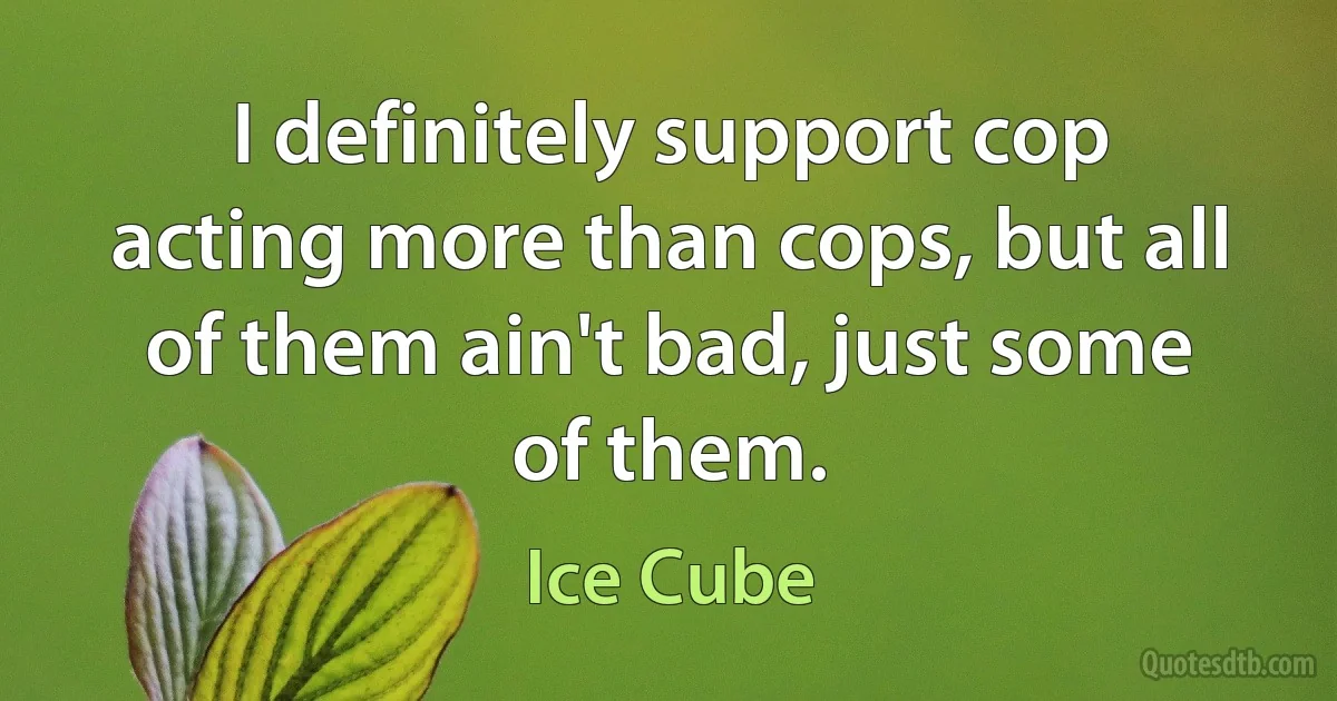 I definitely support cop acting more than cops, but all of them ain't bad, just some of them. (Ice Cube)