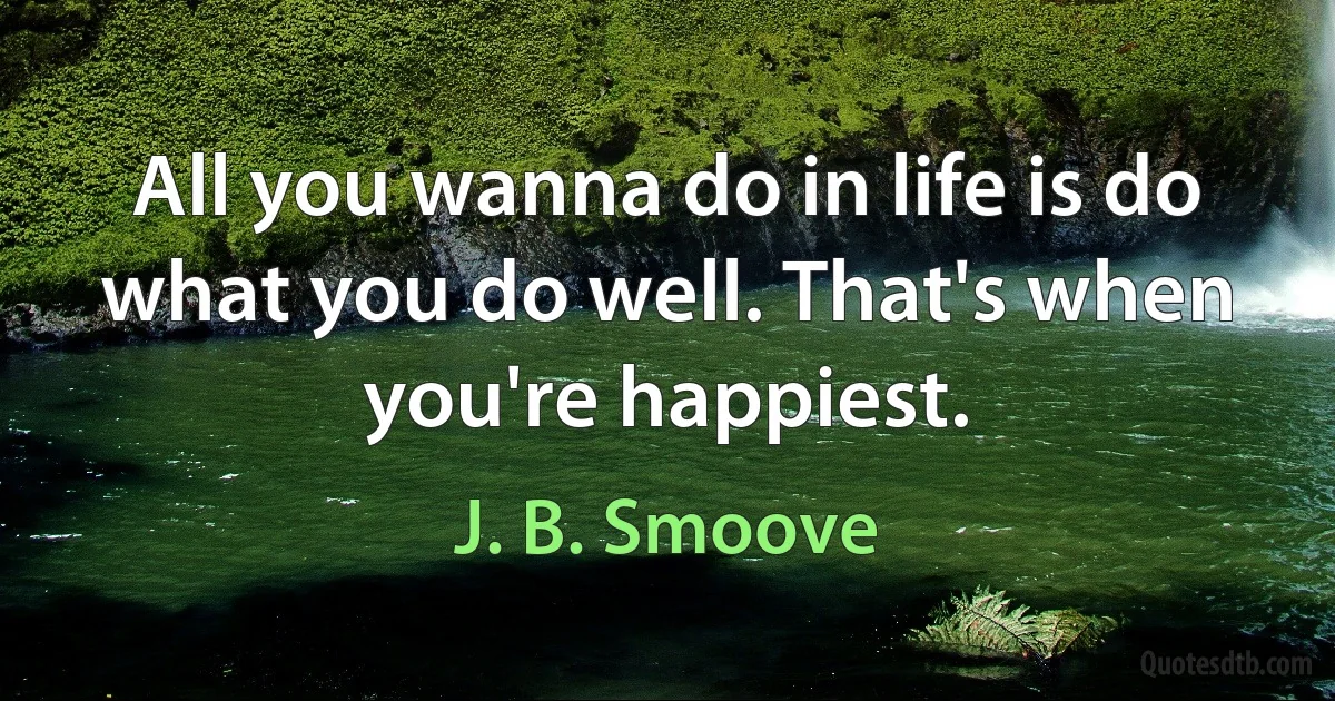 All you wanna do in life is do what you do well. That's when you're happiest. (J. B. Smoove)