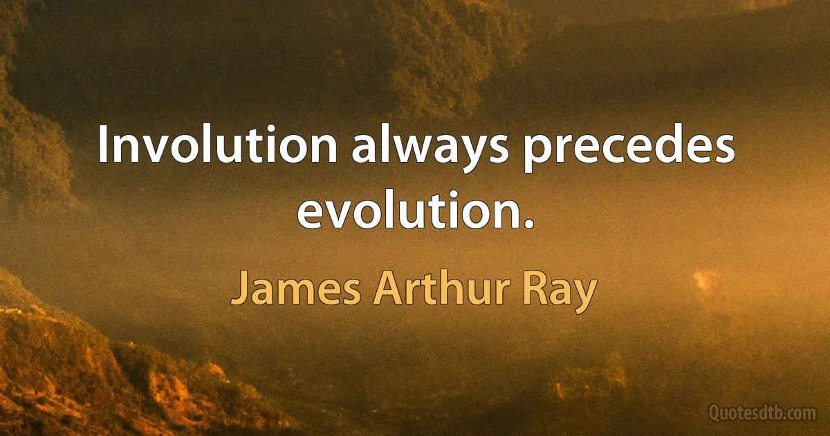 Involution always precedes evolution. (James Arthur Ray)