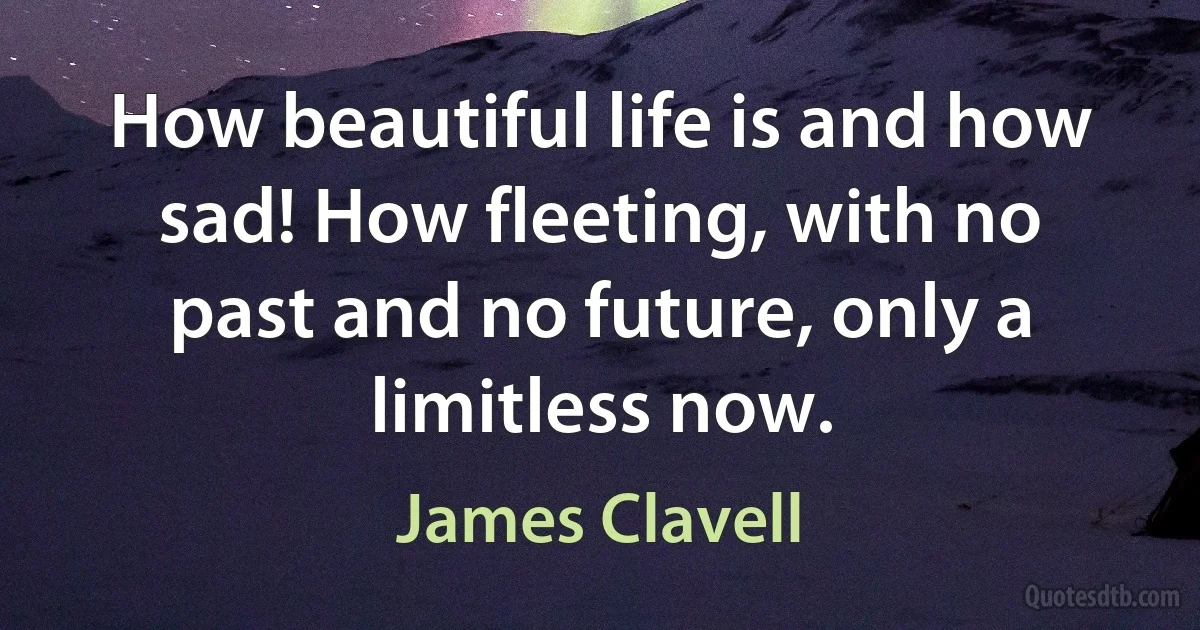 How beautiful life is and how sad! How fleeting, with no past and no future, only a limitless now. (James Clavell)