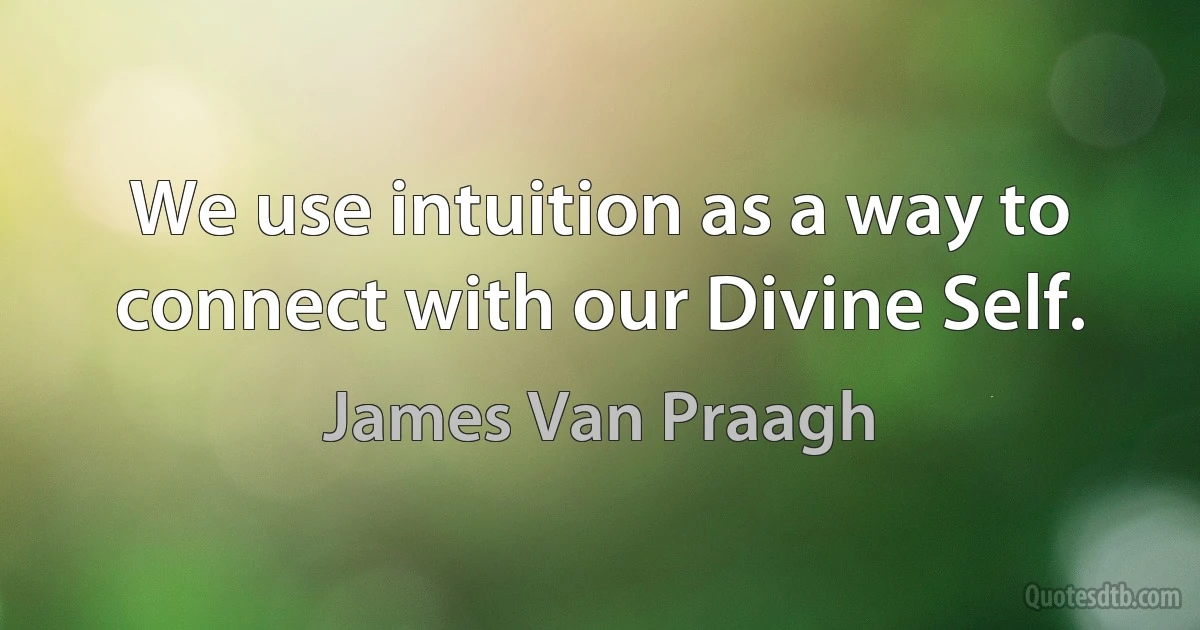 We use intuition as a way to connect with our Divine Self. (James Van Praagh)